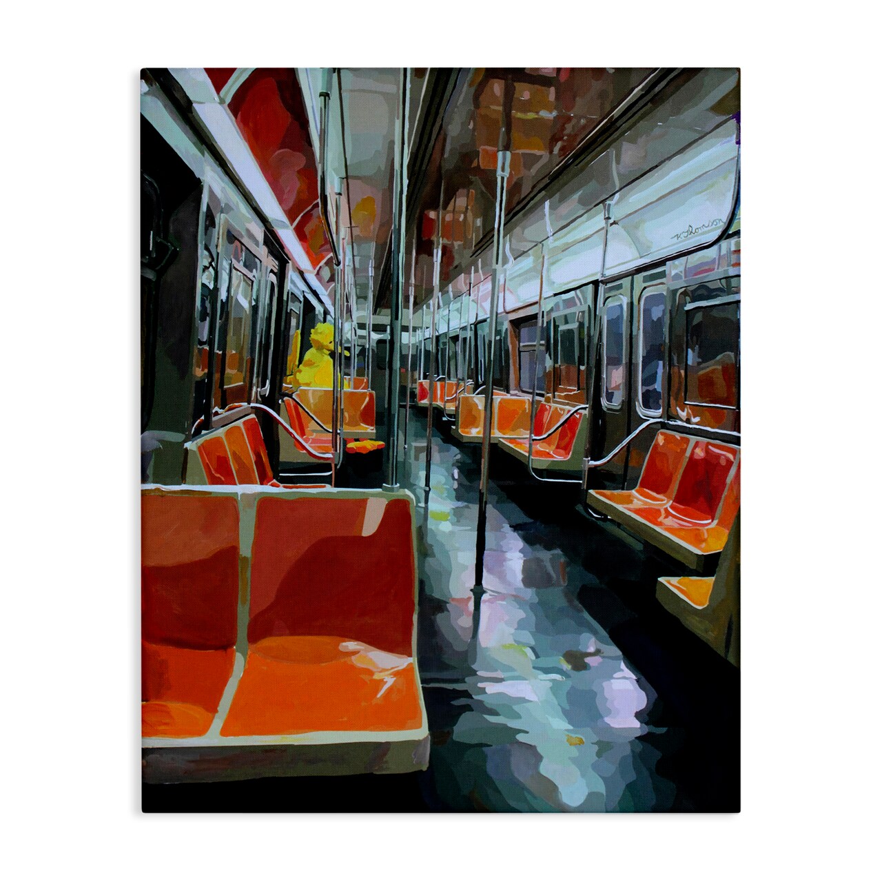 Stupell Industries Bird Character in Subway Train Canvas Design by Keith Thomson